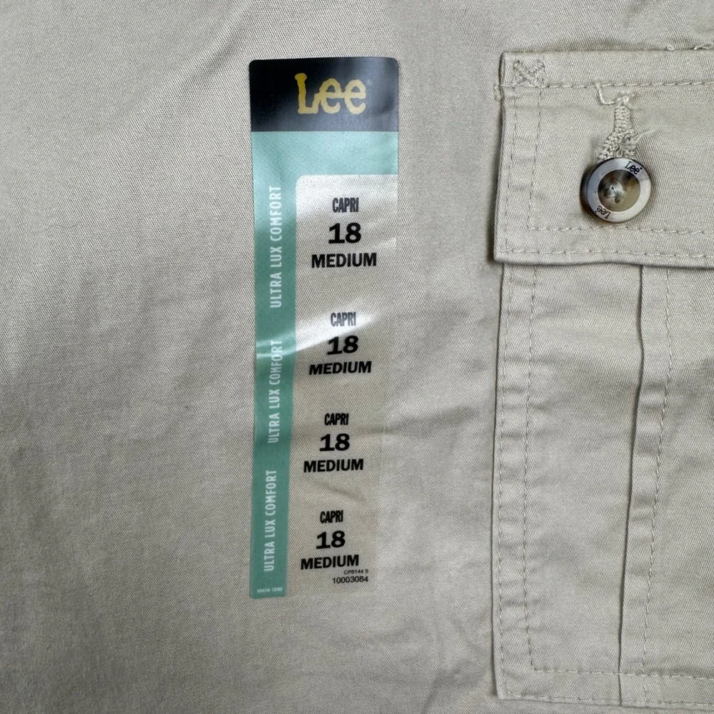 Lee Capri Pants Womens 18M Ultra Lux Comfort Pioneer Beige NWT Utility - Picture 8 of 15